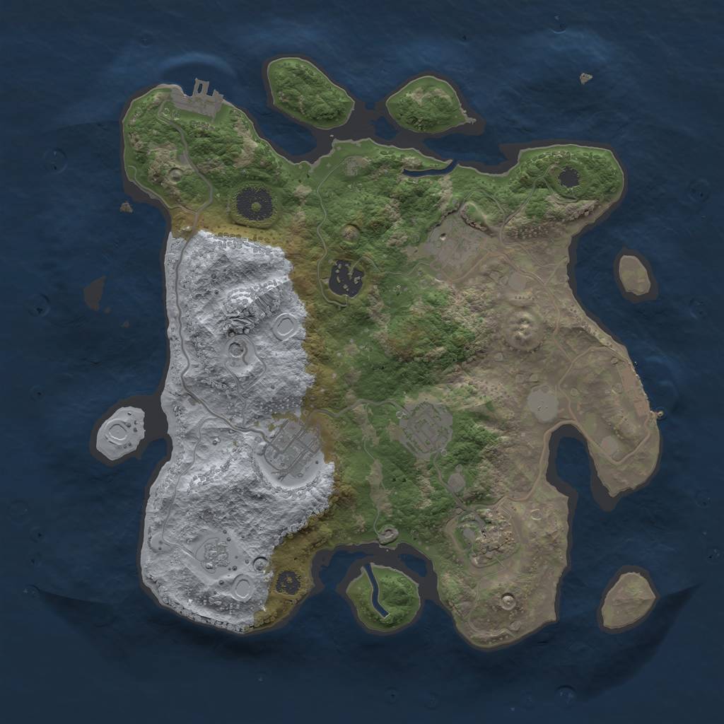 Rust Map: Procedural Map, Size: 3073, Seed: 100, 14 Monuments
