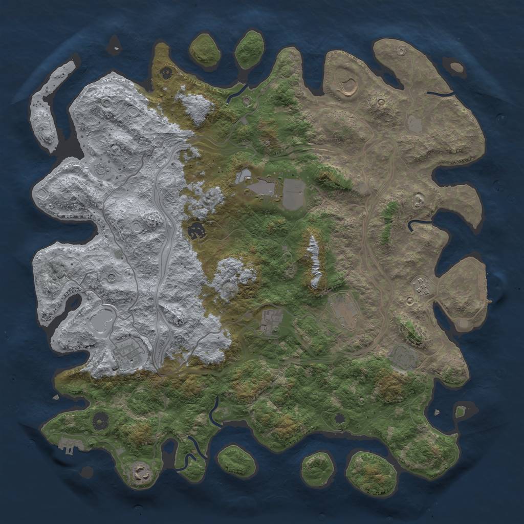 Rust Map: Procedural Map, Size: 4500, Seed: 2547, 18 Monuments