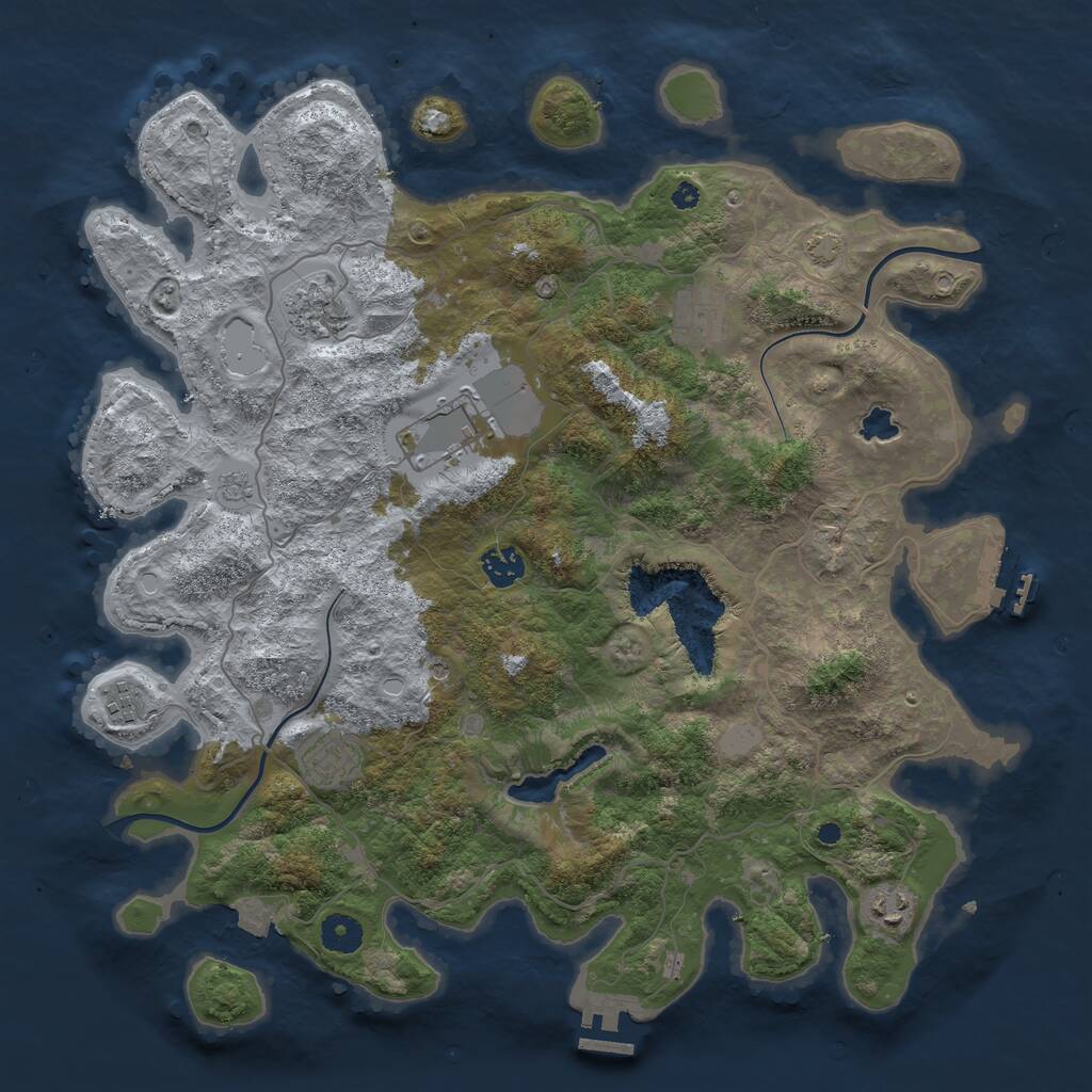 Rust Map: Procedural Map, Size: 4000, Seed: 600806, 13 Monuments