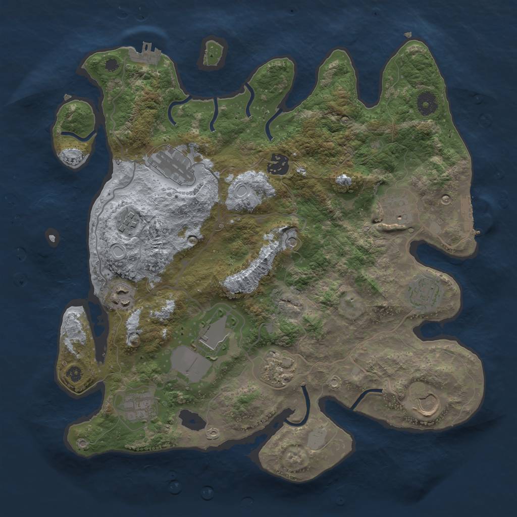 Rust Map: Procedural Map, Size: 3500, Seed: 429974141, 16 Monuments