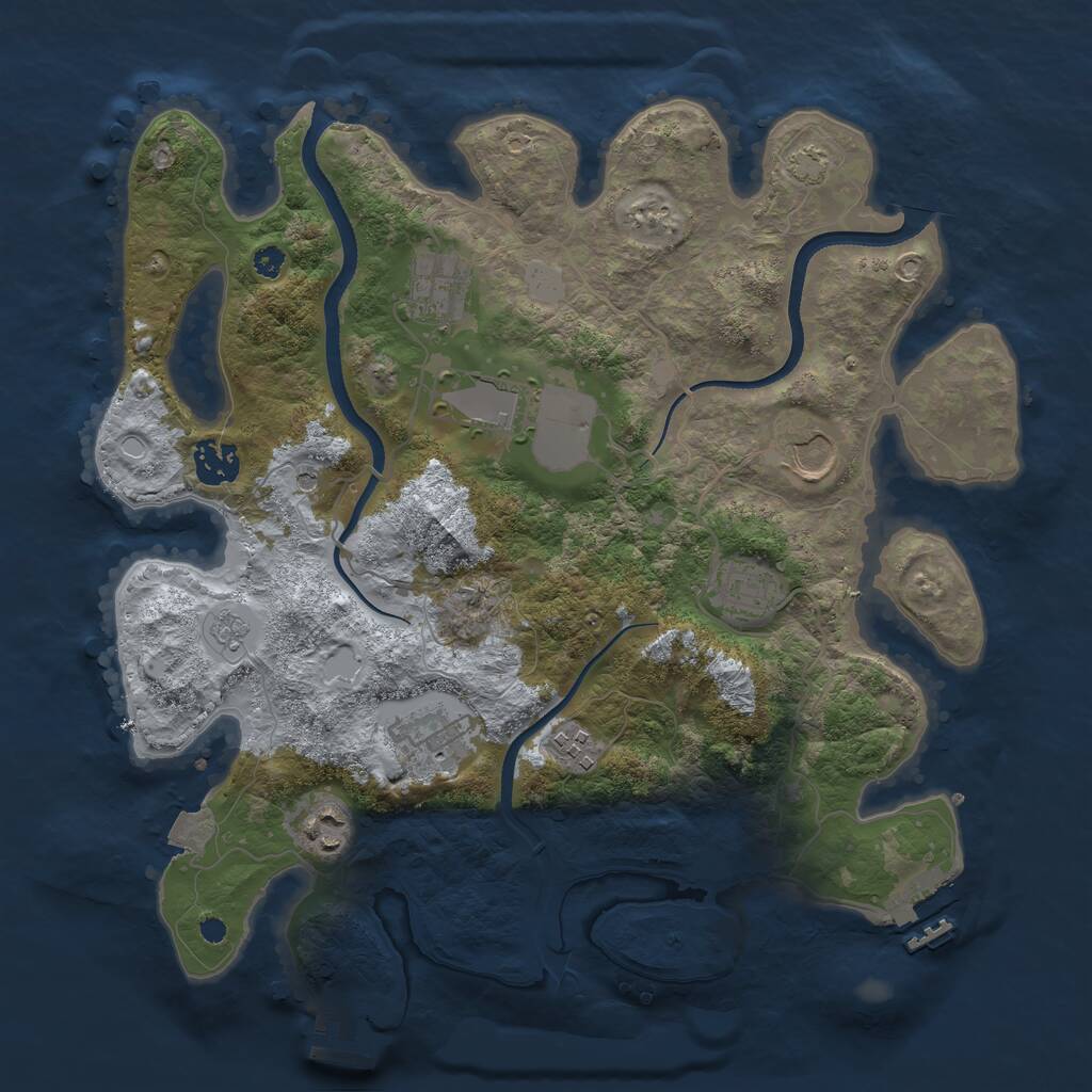 Rust Map: Procedural Map, Size: 3500, Seed: 7458743, 14 Monuments