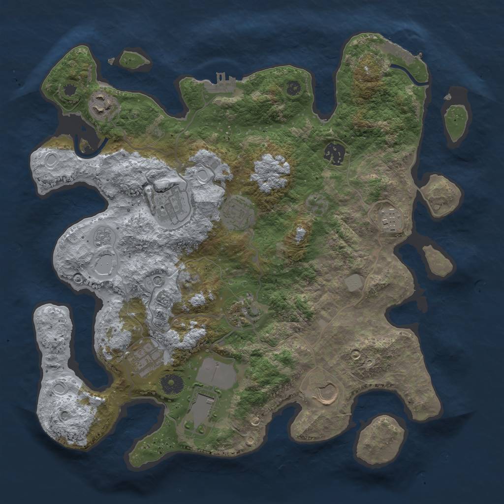 Rust Map: Procedural Map, Size: 3500, Seed: 1131413971, 18 Monuments