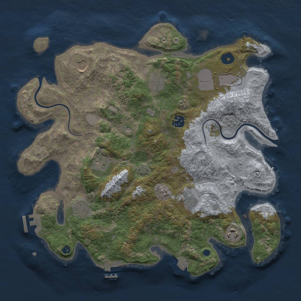 Rust Map: Procedural Map, Size: 3650, Seed: 252834560, 15 Monuments