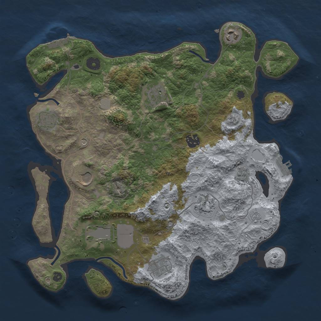 Rust Map: Procedural Map, Size: 3500, Seed: 92712412, 18 Monuments