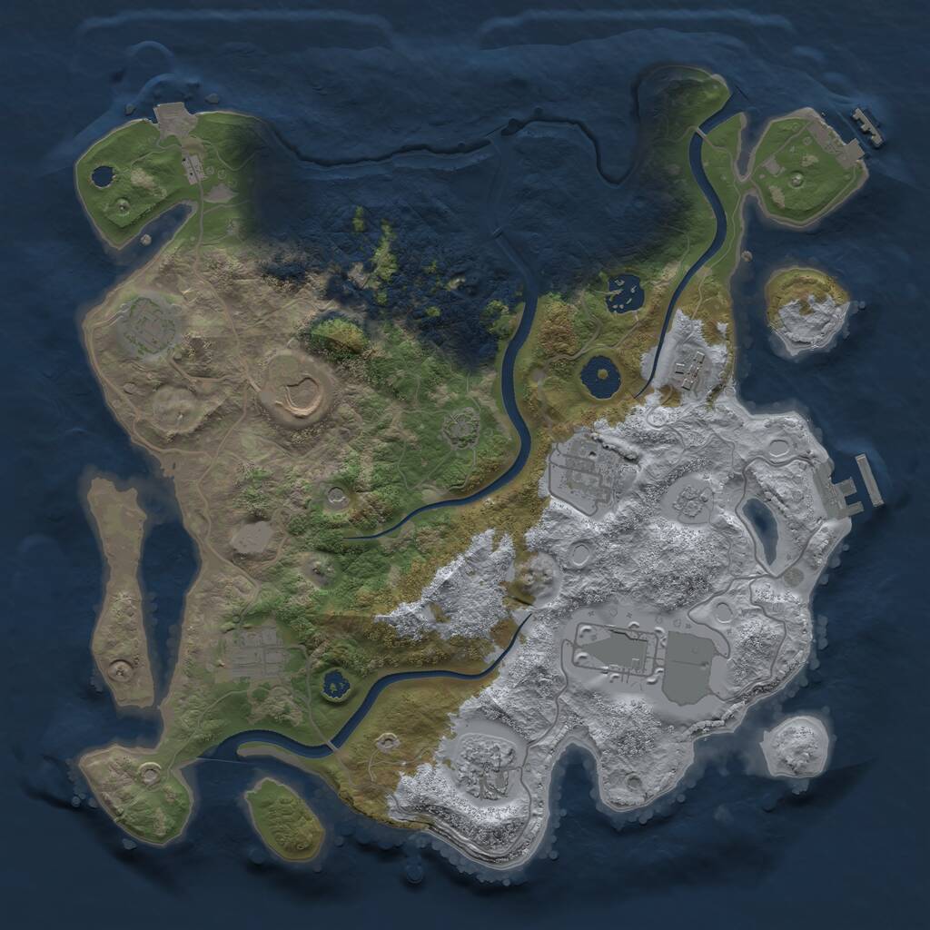 Rust Map: Procedural Map, Size: 3500, Seed: 92712412, 14 Monuments