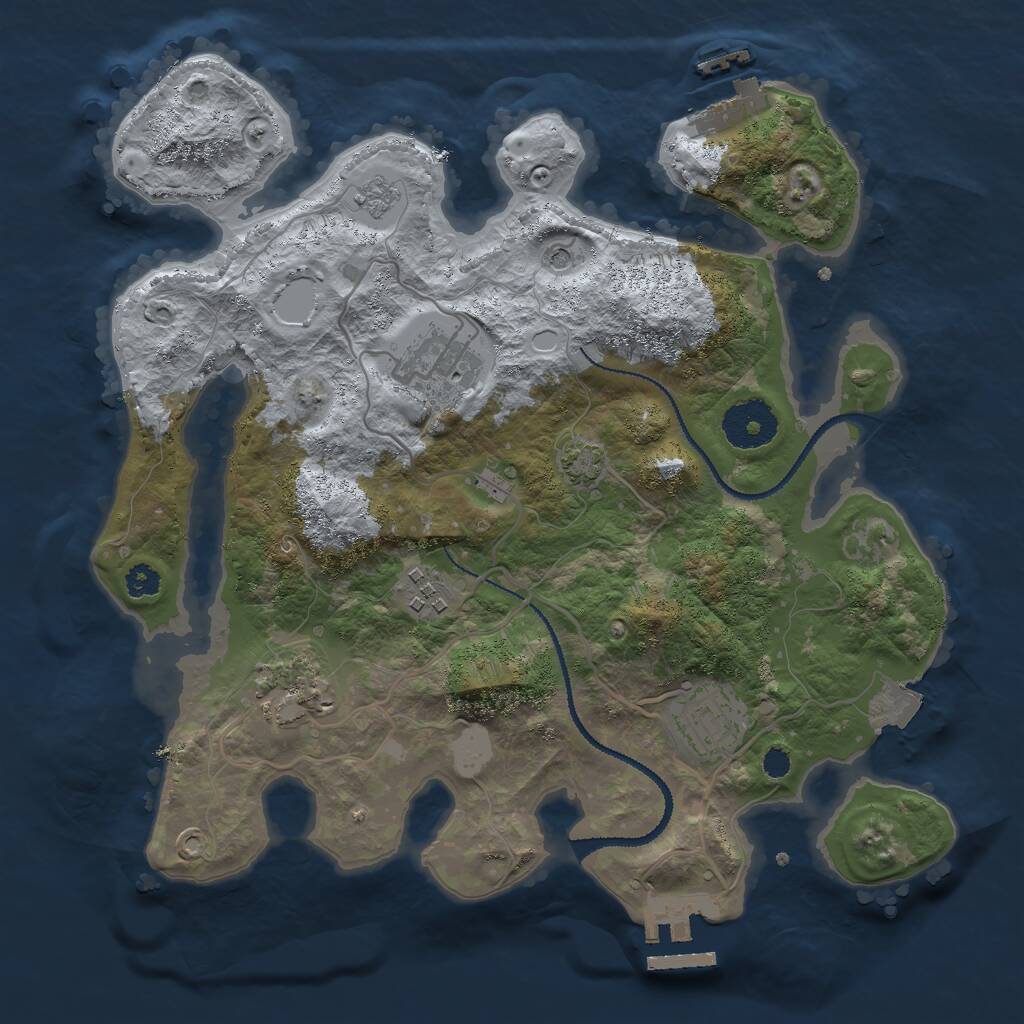 Rust Map: Procedural Map, Size: 3000, Seed: 47795233, 10 Monuments