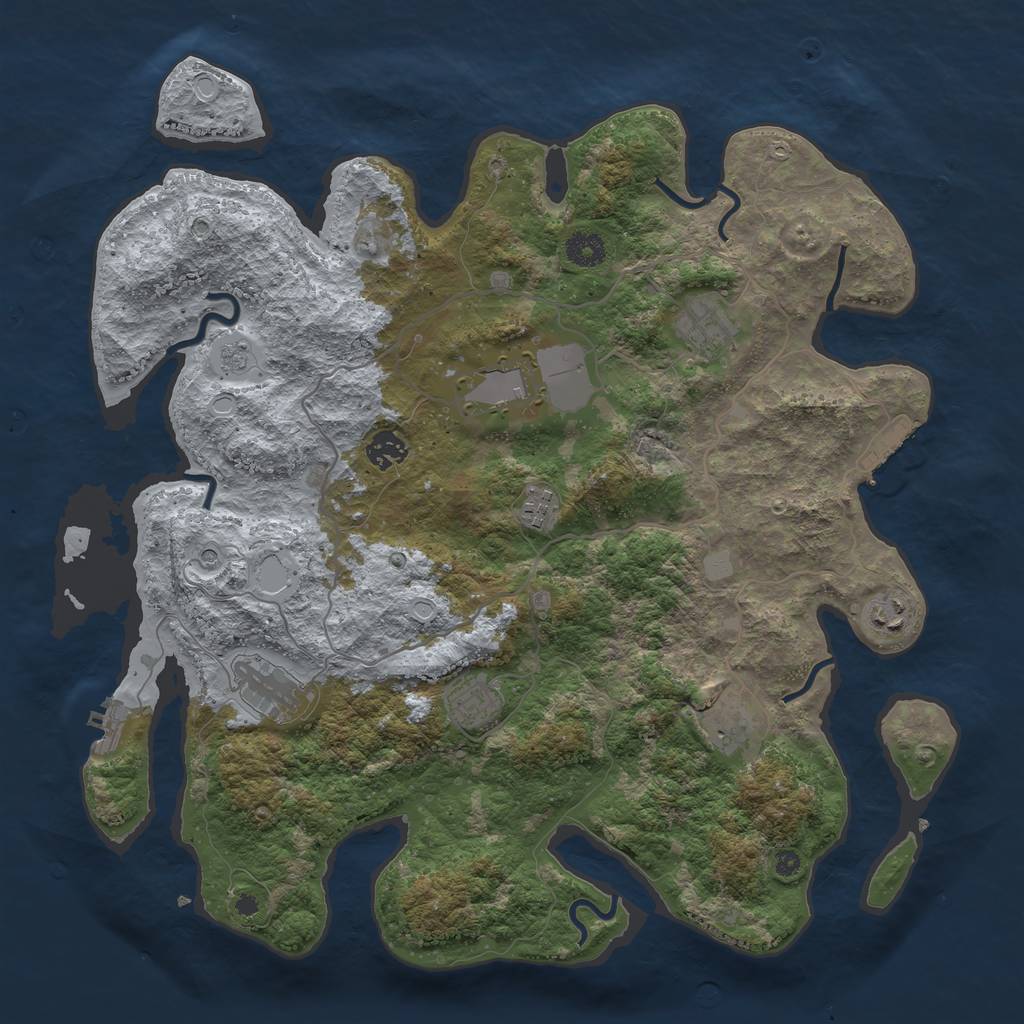 Rust Map: Procedural Map, Size: 4000, Seed: 500205, 17 Monuments