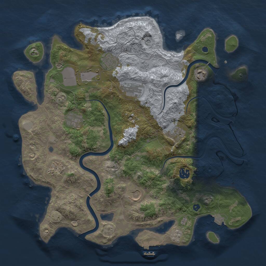Rust Map: Procedural Map, Size: 3700, Seed: 538245671, 15 Monuments