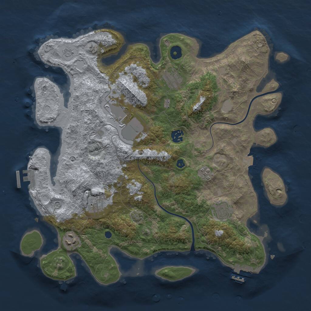 Rust Map: Procedural Map, Size: 3650, Seed: 1236302720, 13 Monuments