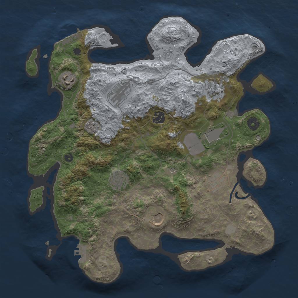 Rust Map: Procedural Map, Size: 3500, Seed: 7757, 18 Monuments