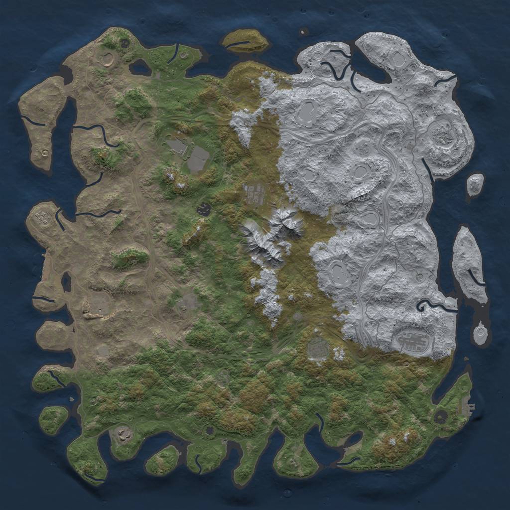 Rust Map: Procedural Map, Size: 5500, Seed: 1604, 18 Monuments