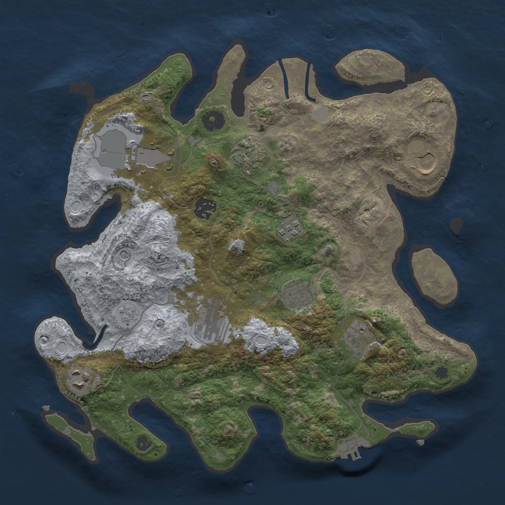 Rust Map: Procedural Map, Size: 3500, Seed: 70050429, 17 Monuments