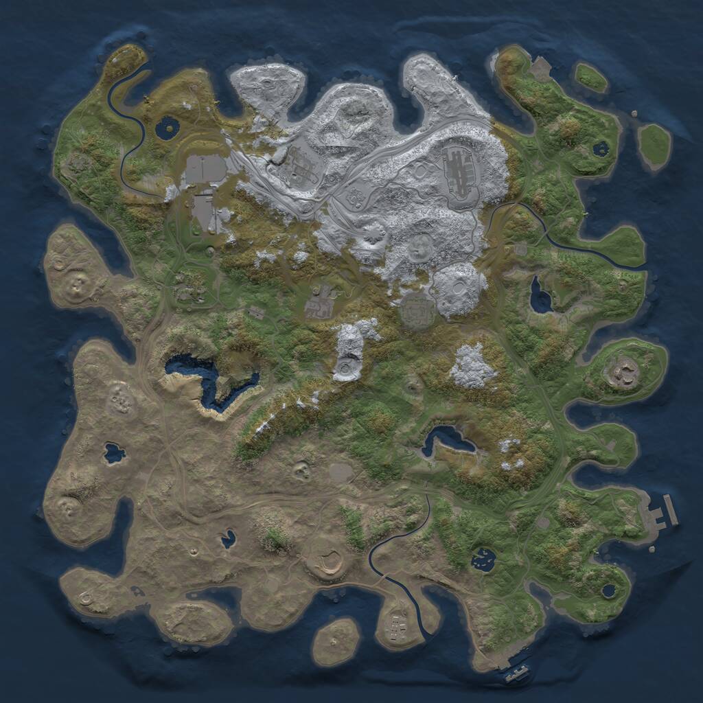 Rust Map: Procedural Map, Size: 4500, Seed: 1389390889, 16 Monuments