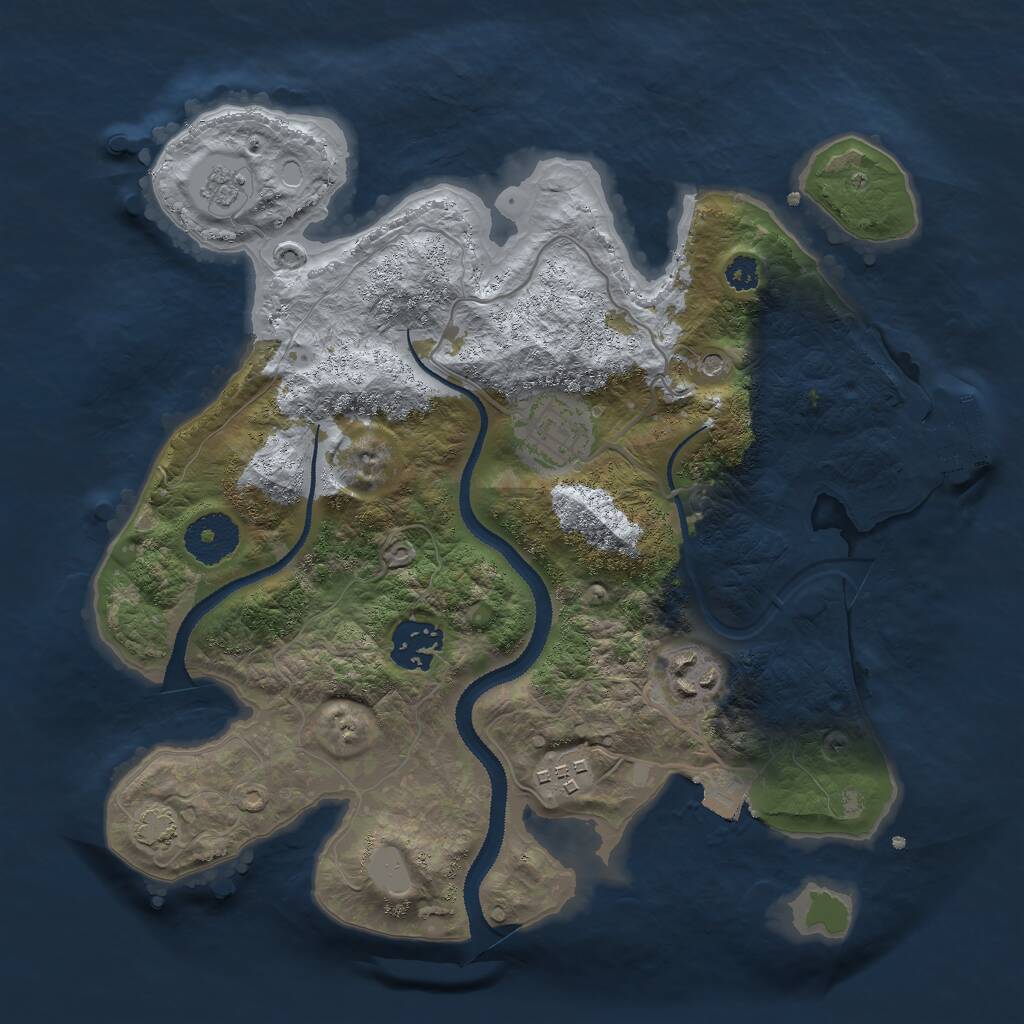 Rust Map: Procedural Map, Size: 3000, Seed: 33283406, 9 Monuments