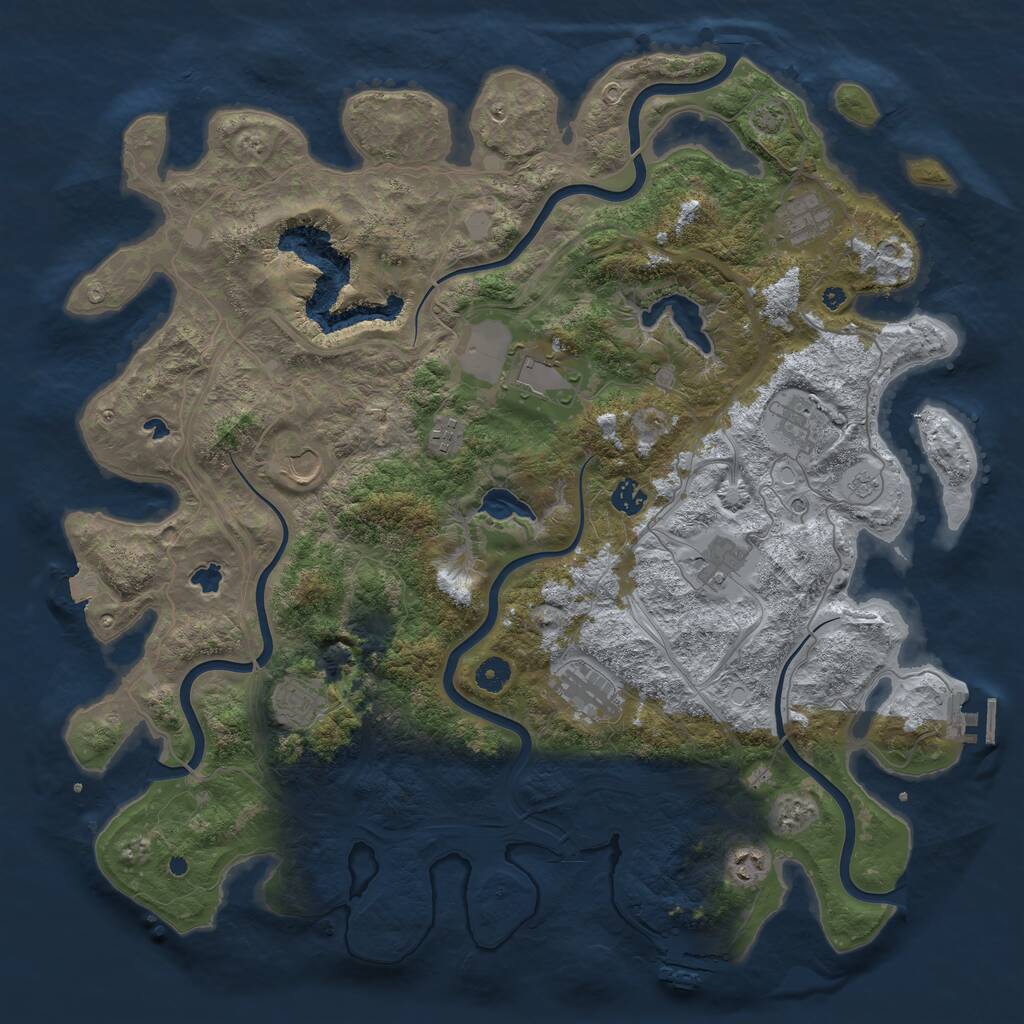Rust Map: Procedural Map, Size: 4500, Seed: 1446302517, 16 Monuments