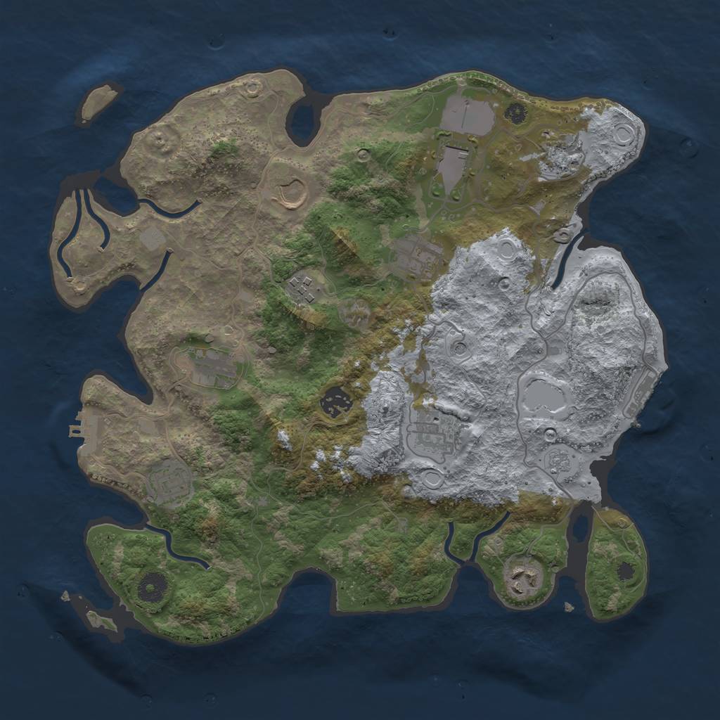 Rust Map: Procedural Map, Size: 3600, Seed: 25, 19 Monuments