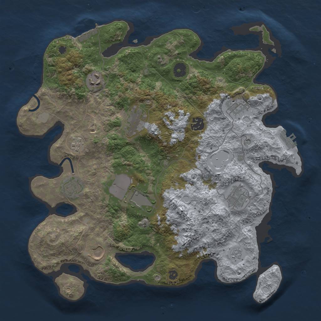 Rust Map: Procedural Map, Size: 3500, Seed: 627832214, 18 Monuments