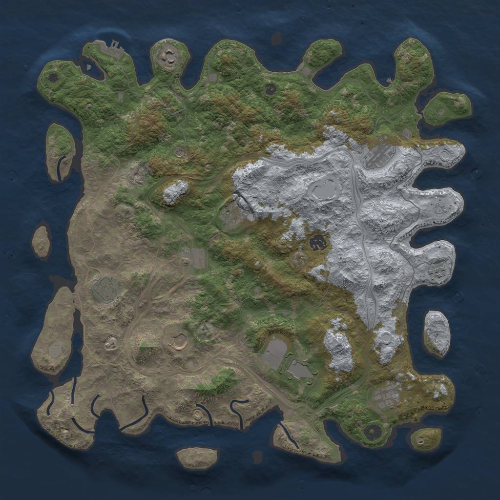Rust Map: Procedural Map, Size: 4500, Seed: 991, 18 Monuments