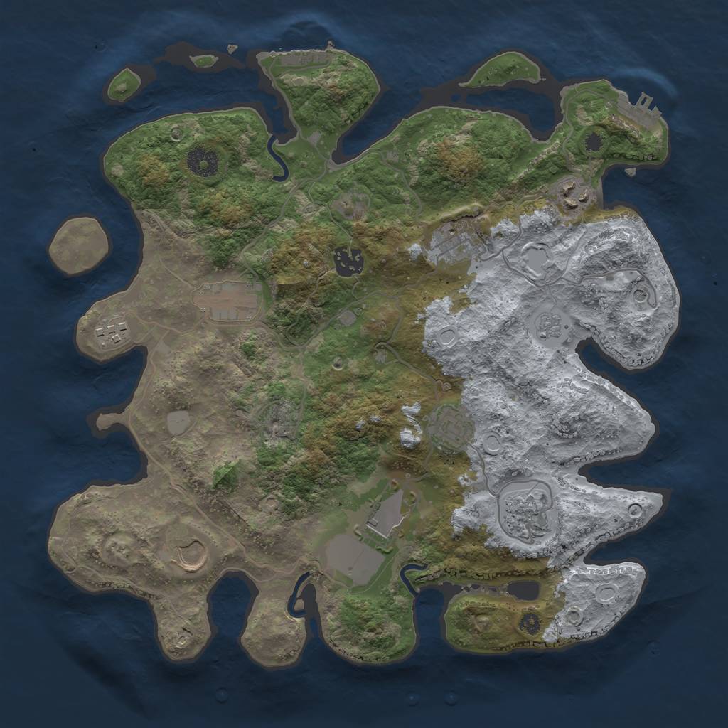 Rust Map: Procedural Map, Size: 3500, Seed: 654, 18 Monuments