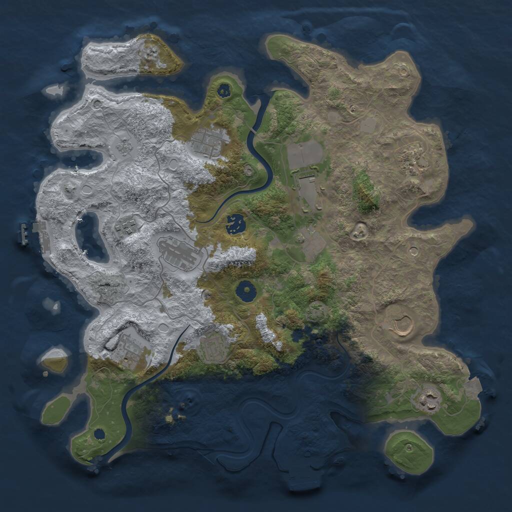 Rust Map: Procedural Map, Size: 3750, Seed: 1450537448, 17 Monuments