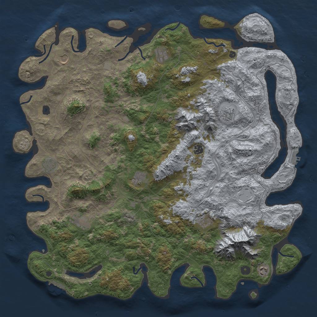 Rust Map: Procedural Map, Size: 5000, Seed: 8000, 17 Monuments