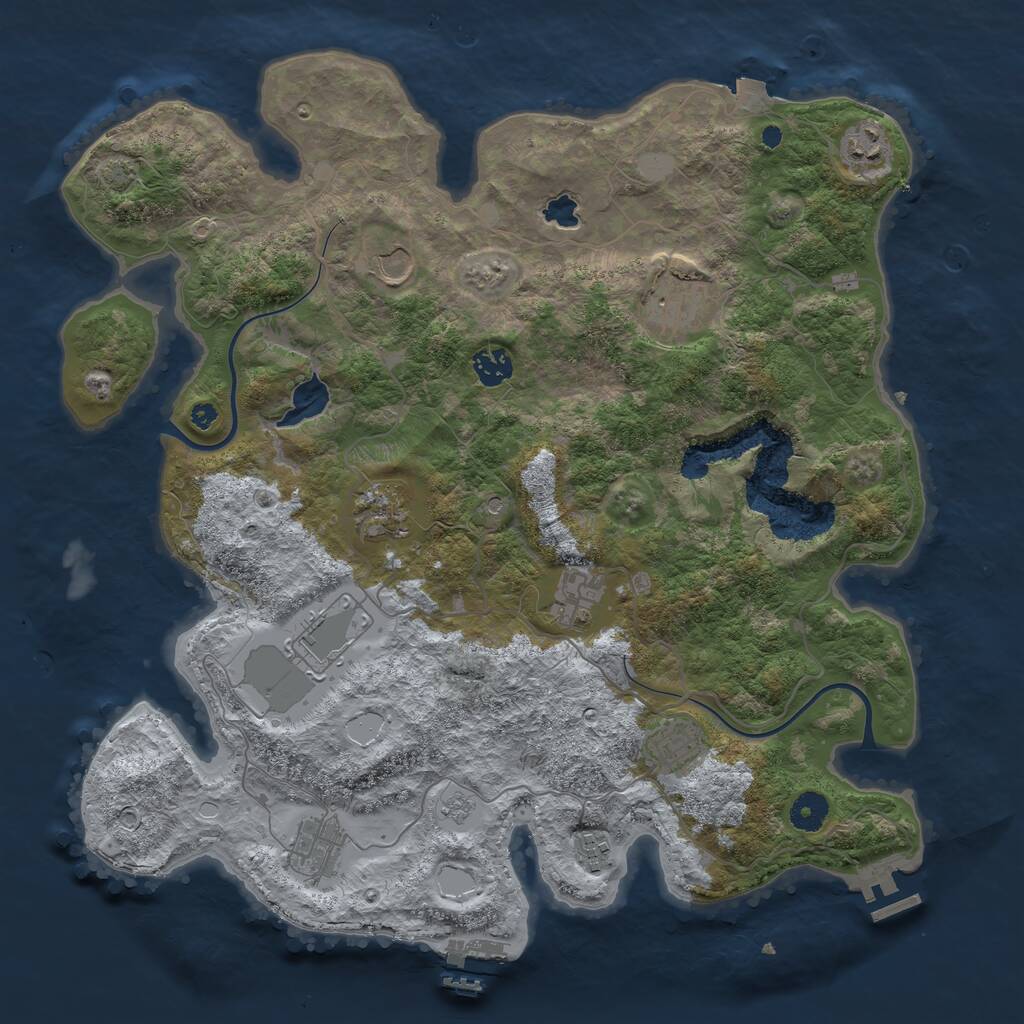 Rust Map: Procedural Map, Size: 4000, Seed: 6667, 16 Monuments