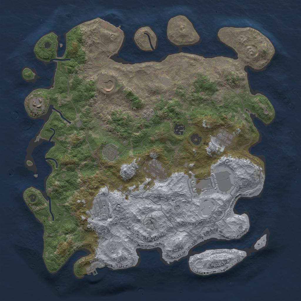 Rust Map: Procedural Map, Size: 4000, Seed: 5054, 18 Monuments