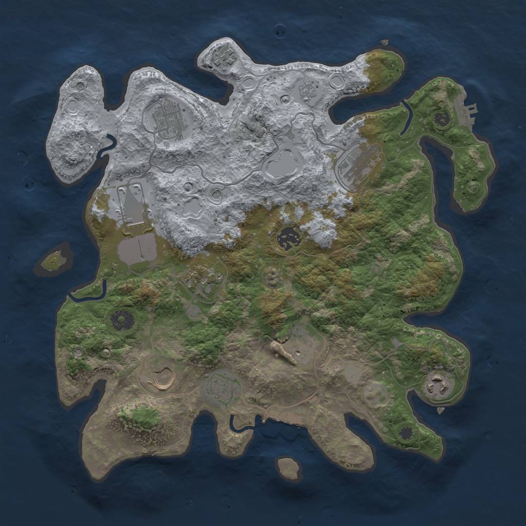 Rust Map: Procedural Map, Size: 3500, Seed: 189104205, 19 Monuments