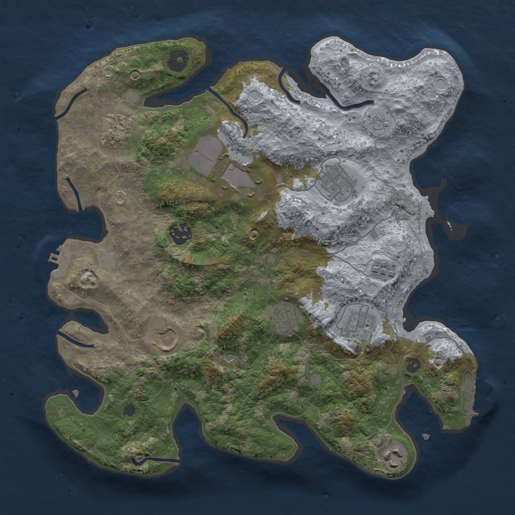 Rust Map: Procedural Map, Size: 3500, Seed: 860684789, 18 Monuments