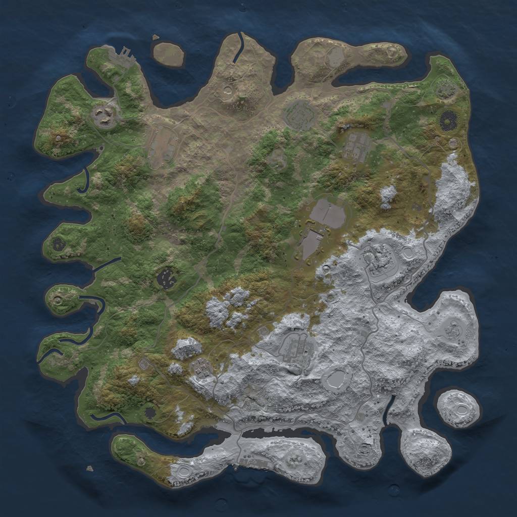 Rust Map: Procedural Map, Size: 4000, Seed: 629751060, 17 Monuments