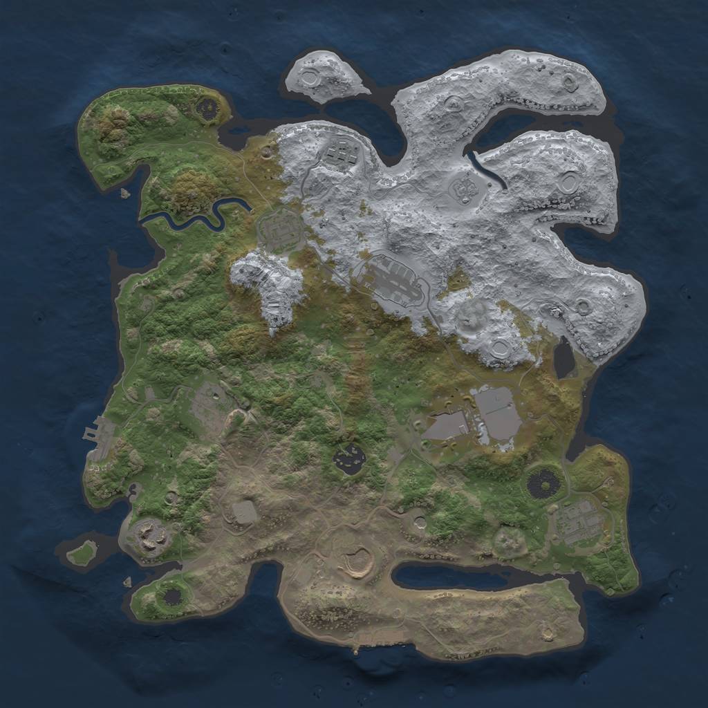 Rust Map: Procedural Map, Size: 3500, Seed: 1785484299, 18 Monuments