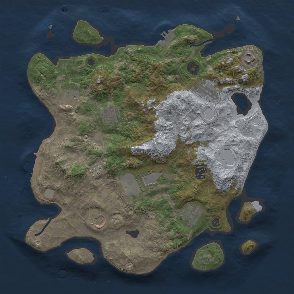 Rust Map: Procedural Map, Size: 3500, Seed: 2133015687, 18 Monuments