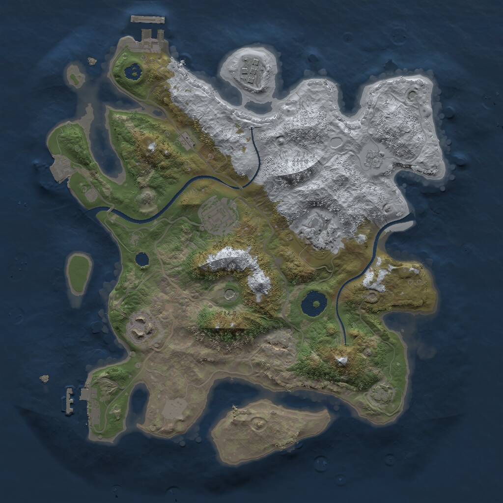 Rust Map: Procedural Map, Size: 3000, Seed: 18087, 10 Monuments