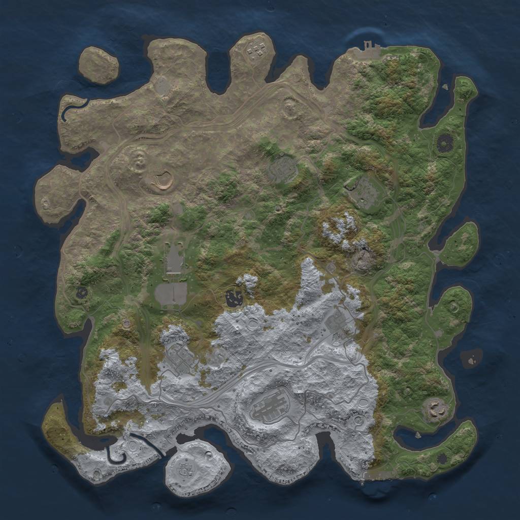 Rust Map: Procedural Map, Size: 4250, Seed: 402030028, 17 Monuments