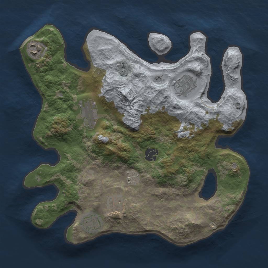 Rust Map: Barren, Size: 3000, Seed: 6498124, 10 Monuments