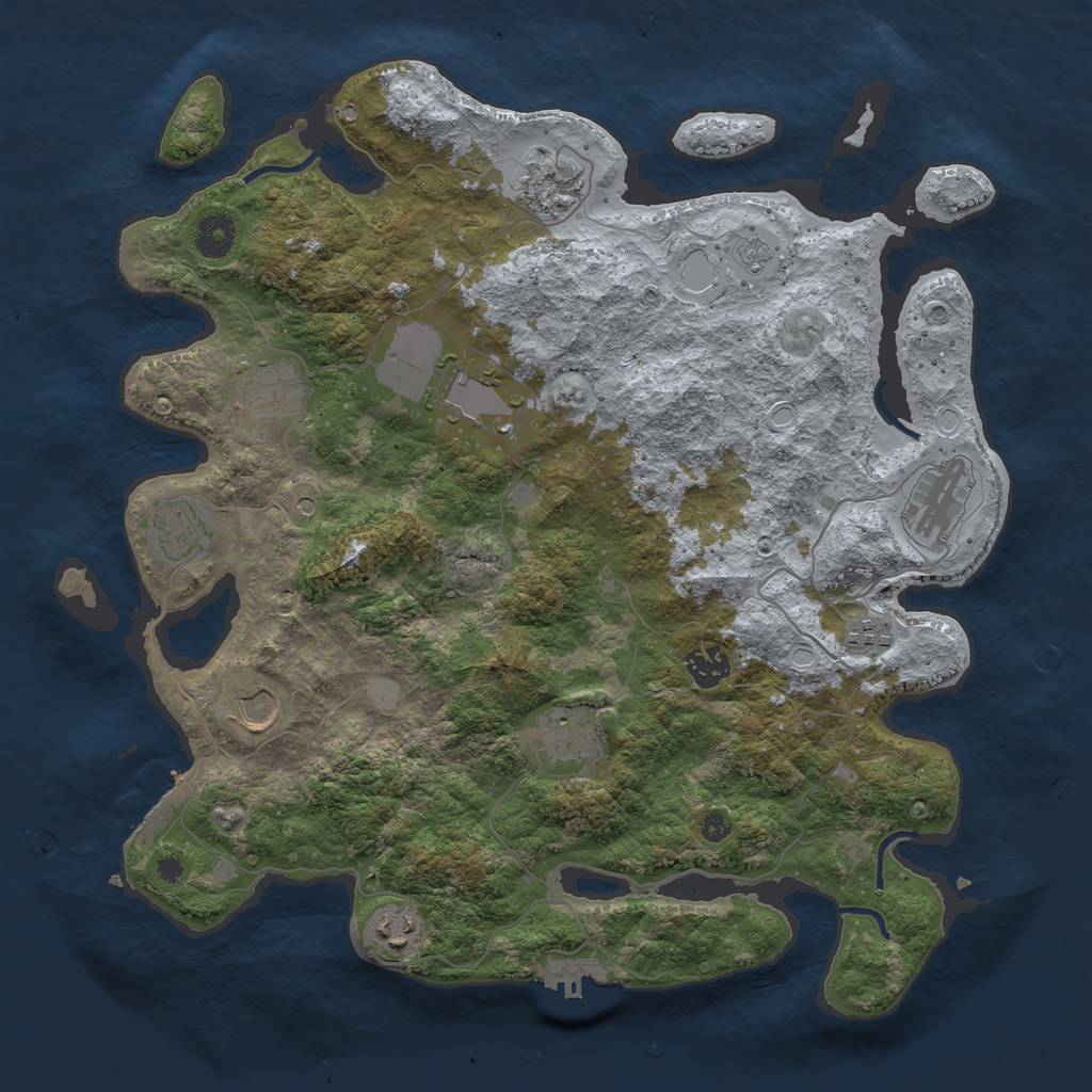 Rust Map: Procedural Map, Size: 3850, Seed: 1214950593, 19 Monuments