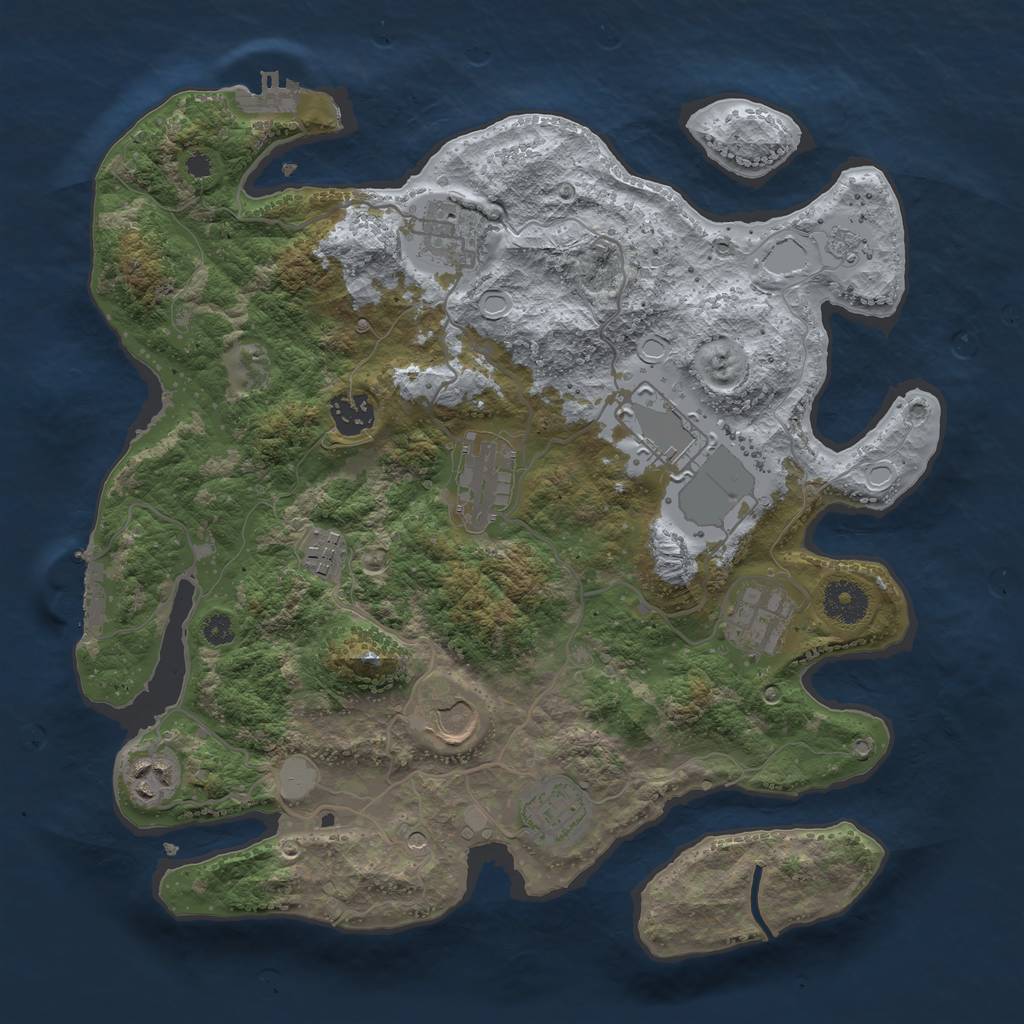 Rust Map: Procedural Map, Size: 3500, Seed: 16954, 18 Monuments
