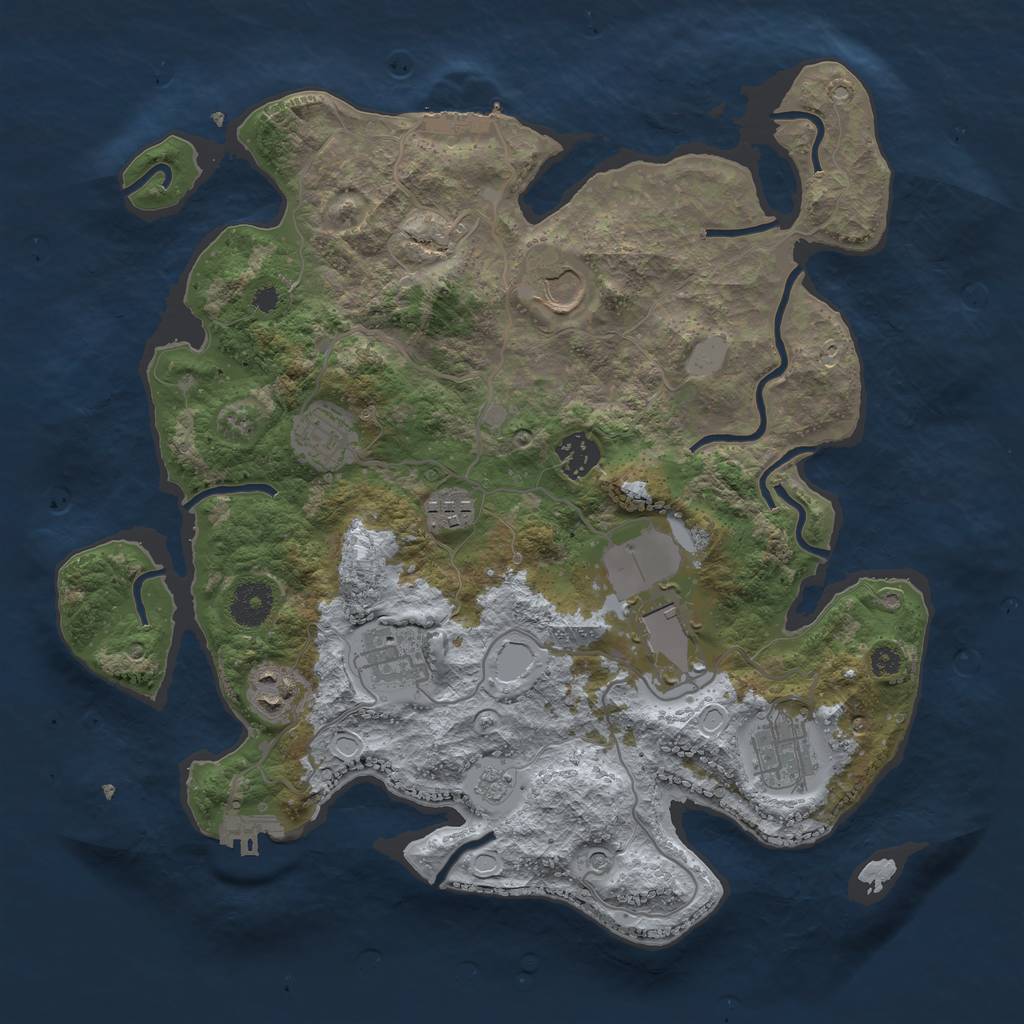 Rust Map: Procedural Map, Size: 3500, Seed: 7234698, 17 Monuments