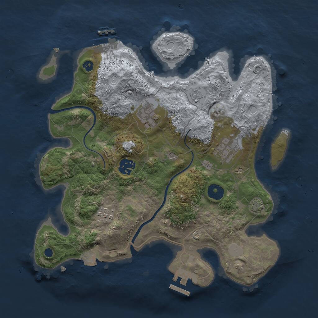 Rust Map: Procedural Map, Size: 3000, Seed: 1052000673, 10 Monuments