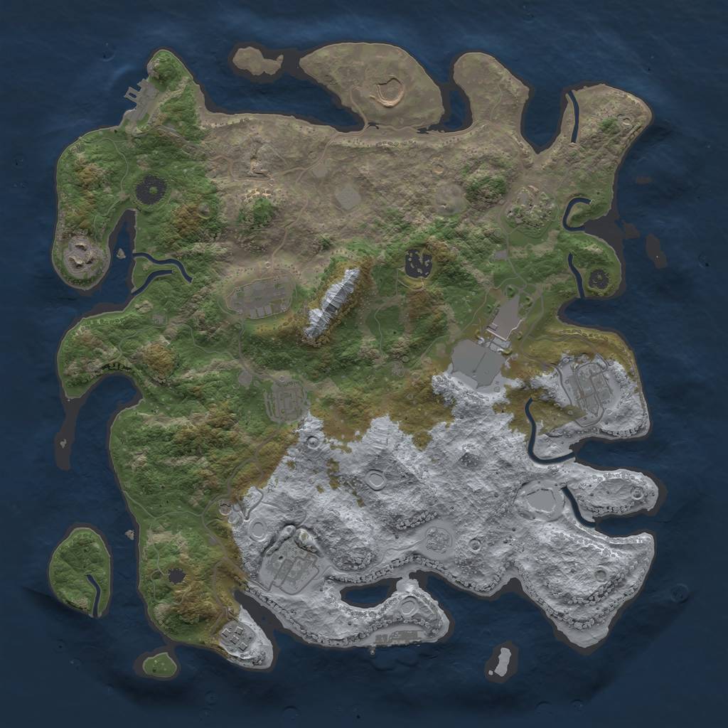 Rust Map: Procedural Map, Size: 3750, Seed: 123420, 17 Monuments