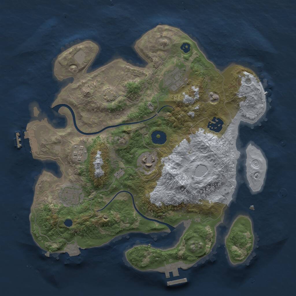 Rust Map: Procedural Map, Size: 3000, Seed: 66653, 9 Monuments