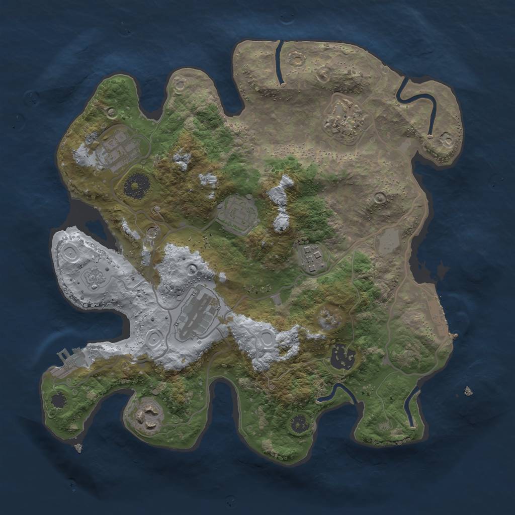 Rust Map: Procedural Map, Size: 3000, Seed: 387000000, 16 Monuments