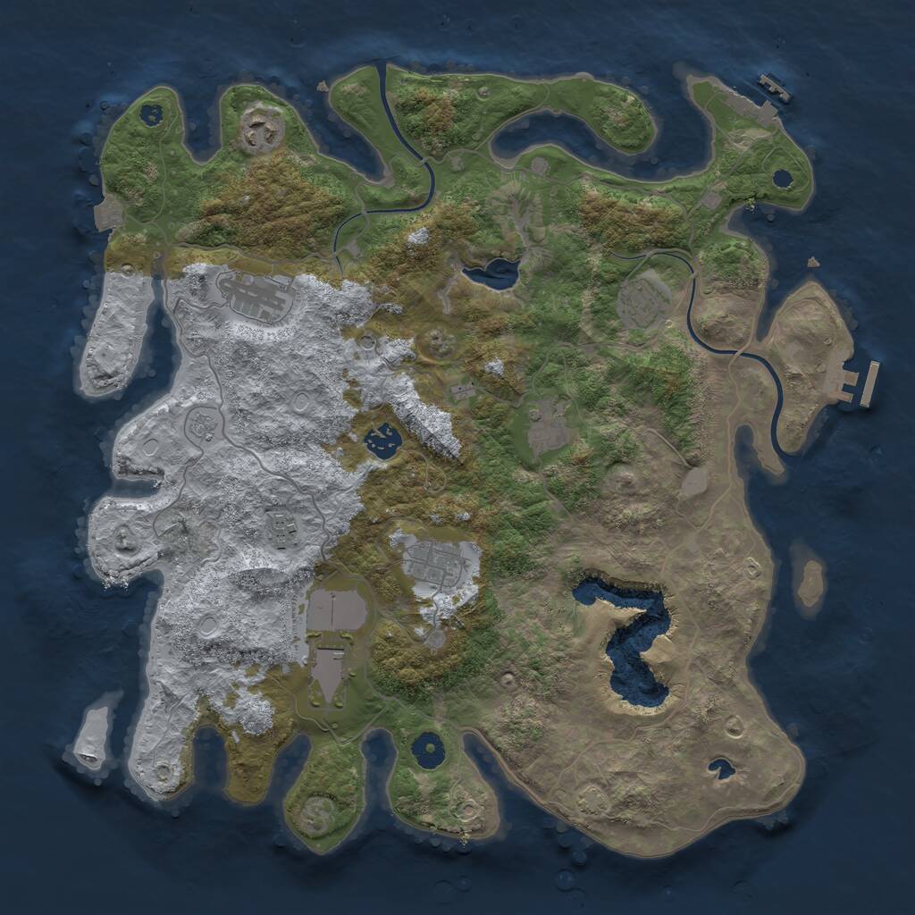 Rust Map: Procedural Map, Size: 4000, Seed: 1213, 14 Monuments