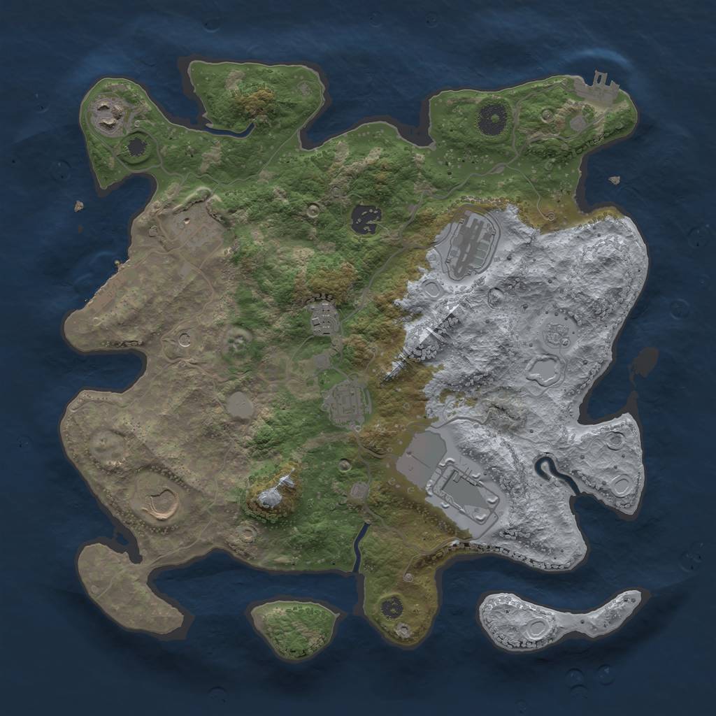 Rust Map: Procedural Map, Size: 3500, Seed: 1331295878, 15 Monuments