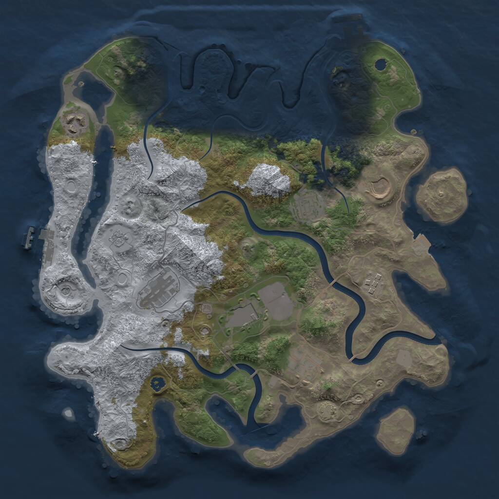 Rust Map: Procedural Map, Size: 3500, Seed: 133742069, 13 Monuments