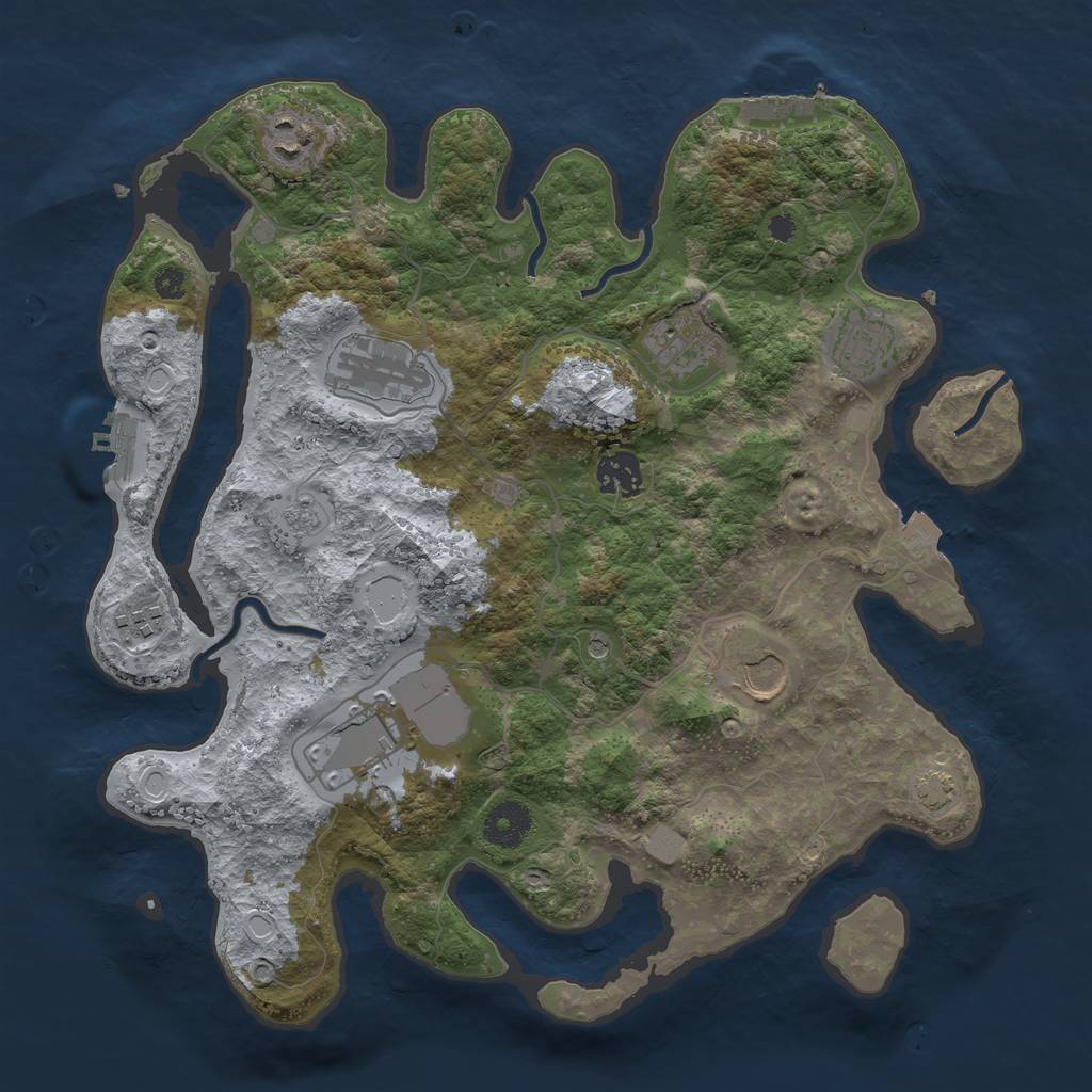Rust Map: Procedural Map, Size: 3500, Seed: 133742069, 16 Monuments