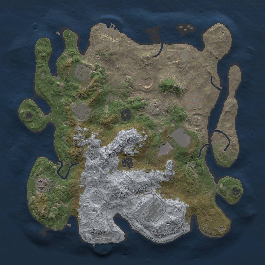 Rust Map: Procedural Map, Size: 3500, Seed: 82172325, 17 Monuments