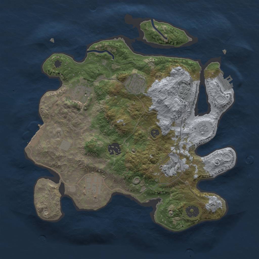 Rust Map: Procedural Map, Size: 3000, Seed: 1096626244, 14 Monuments