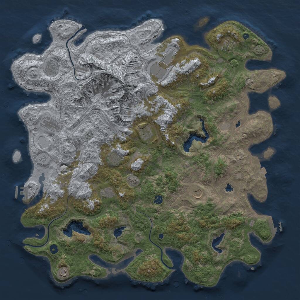 Rust Map: Procedural Map, Size: 5000, Seed: 3857, 17 Monuments