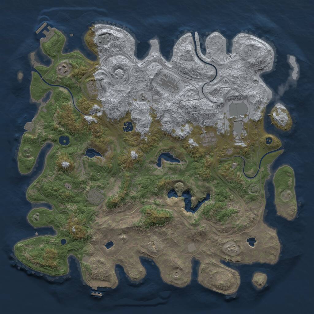 Rust Map: Procedural Map, Size: 4500, Seed: 9857222, 14 Monuments